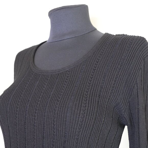 Escada Pointelle Knit Sweater Black Sz M - Picture 4 of 5